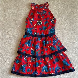 Janie and Jack Floral Halter Dress in Red and Blue
